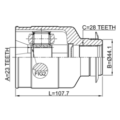Alternative view of INNER CV JOINT RIGHT 23X44.1X28