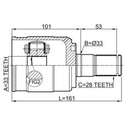 Alternative view of INNER CV JOINT LEFT 33X33X28