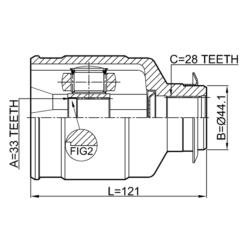 Alternative view of INNER CV JOINT RIGHT 33X44.1X28
