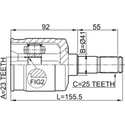 Alternative view of INNER CV JOINT 23X41X25