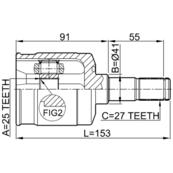 Alternative view of INNER CV JOINT 25X41X27