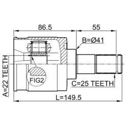 Alternative view of INNER CV JOINT 22X41X25