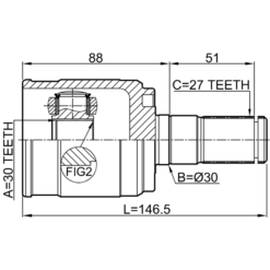 Alternative view of INNER CV JOINT 30X30X27