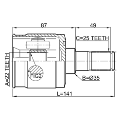 Alternative view of INNER CV JOINT 22X35X25