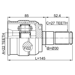 Alternative view of INNER CV JOINT 22X30X27