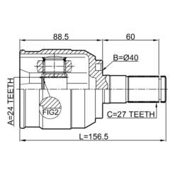 Alternative view of INNER CV JOINT RIGHT 24X40X27