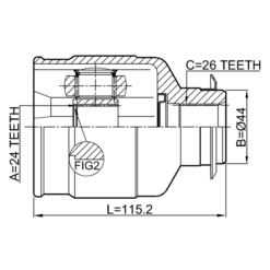 Alternative view of INNER CV JOINT RIGHT 24X44X26