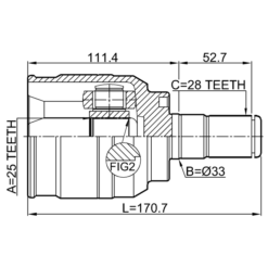 Alternative view of INNER CV JOINT 25X33X28