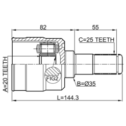 Alternative view of INNER CV JOINT 20X35X25