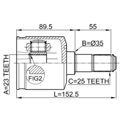 Alternative view of INNER CV JOINT 23X35X25