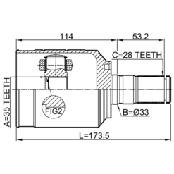Alternative view of INNER CV JOINT LEFT 35X33X28