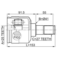 Alternative view of INNER CV JOINT 25X41X27