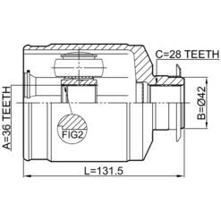Alternative view of INNER CV JOINT RIGHT 36X42X28