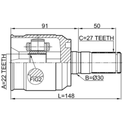 Alternative view of INNER CV JOINT 22X30X27