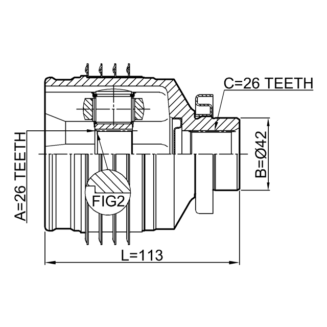 INNER CV JOINT RIGHT 26X42X26 - Image 2