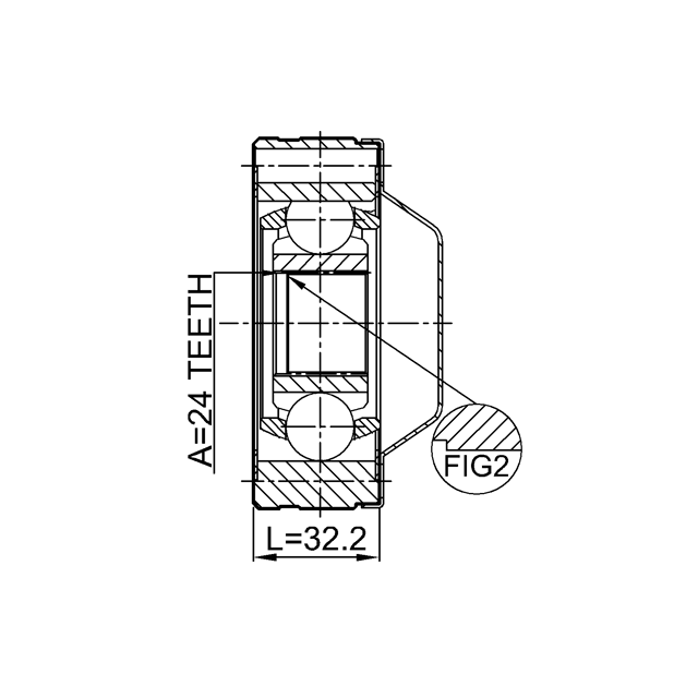 PROPSHAFT CV JOINT 24X80 - Image 2