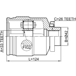 Alternative view of INNER CV JOINT RIGHT 33X42X26