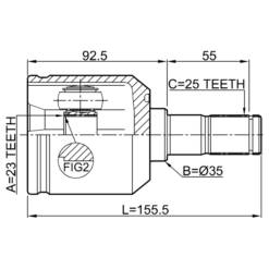 Alternative view of INNER CV JOINT 23X35X25
