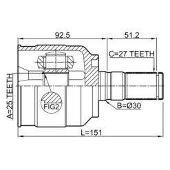 Alternative view of INNER CV JOINT LEFT 25X30X27