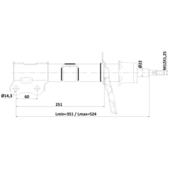 Alternative view of SHOCK ABSORBER FRONT LEFT GAS.TWIN TUBE