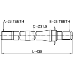 Alternative view of AXLE HALF SHAFT RIGHT 28X430X28