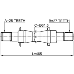 Alternative view of AXLE HALF SHAFT RIGHT 27X464X28