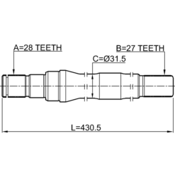 Alternative view of AXLE HALF SHAFT RIGHT 27X430X28