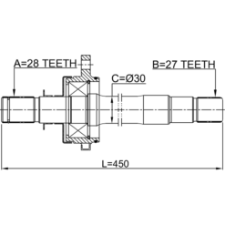 Alternative view of AXLE HALF SHAFT LEFT 27X450X28