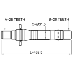 Alternative view of AXLE HALF SHAFT RIGHT 28X432.5X28