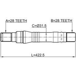 Alternative view of AXLE HALF SHAFT RIGHT 28X423X28