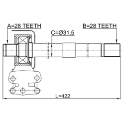 Alternative view of AXLE HALF SHAFT RIGHT (WITH BRACKET) 28X422X28