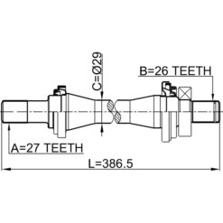 Alternative view of AXLE HALF SHAFT RIGHT 27X386X26