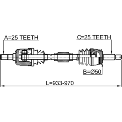 Alternative view of FRONT CV AXLE SHAFT RIGHT 25X951X25