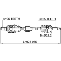 Alternative view of FRONT CV AXLE SHAFT RIGHT 25X927X25