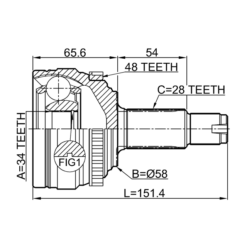 Alternative view of OUTER CV JOINT 34X57.9X28
