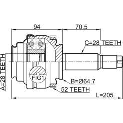 Alternative view of OUTER CV JOINT REAR 28X64.7X28