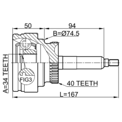 Alternative view of OUTER CV JOINT 34X74.5