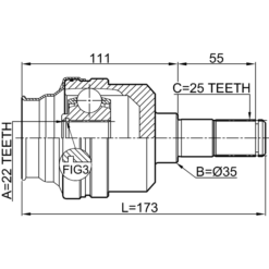 Alternative view of REAR INNER CV JOINT 22X35X25