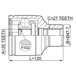 Alternative view of INNER CV JOINT 35X47.7X27