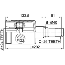 Alternative view of INNER CV JOINT 24X40X26