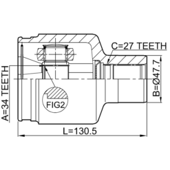 Alternative view of INNER CV JOINT 34X47.7X27