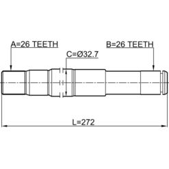 Alternative view of AXLE HALF SHAFT RIGHT 26X272X26