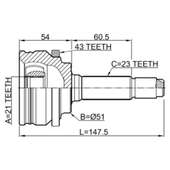 Alternative view of OUTER CV JOINT 21X51X23