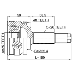 Alternative view of OUTER CV JOINT 25X55.4X26