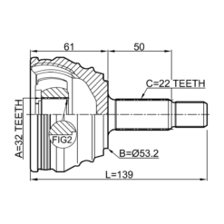 Alternative view of OUTER CV JOINT 32X53.3X22