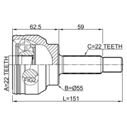 Alternative view of OUTER CV JOINT 22X55X22