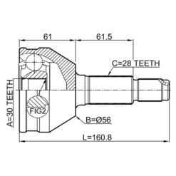 Alternative view of OUTER CV JOINT 30X56X28