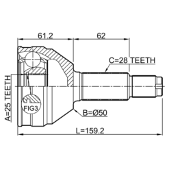 Alternative view of OUTER CV JOINT 25X50X28