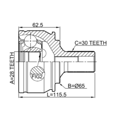 Alternative view of OUTER CV JOINT 28X65X30