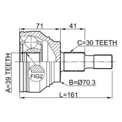 Alternative view of OUTER CV JOINT 39X70.3X30